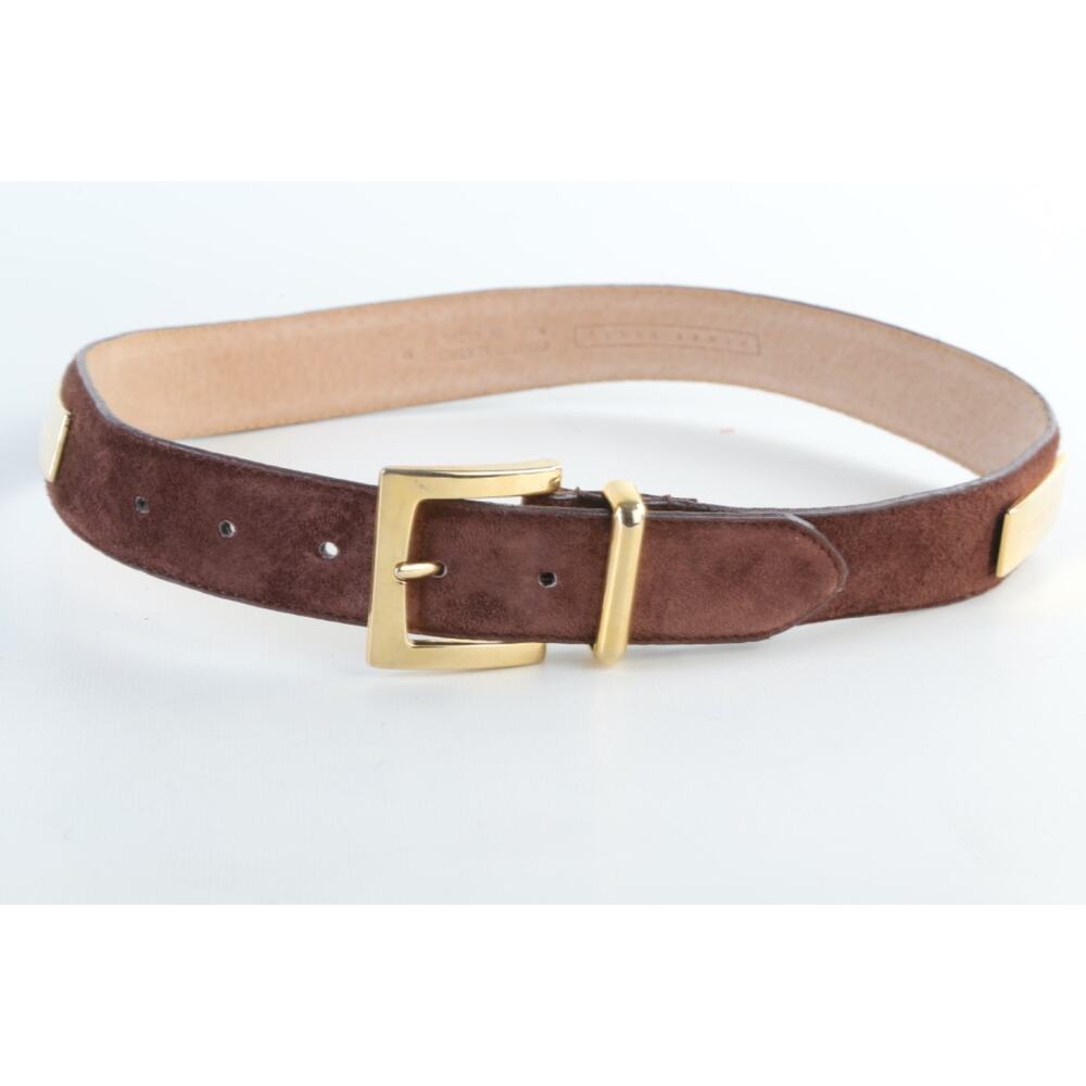 Vintage Perry Ellis Brown Suede Leather Waist Belt Classic Size M - Picture 2 of 16